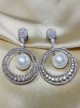 American Diamond Silver Saumya Drop Earrings 
