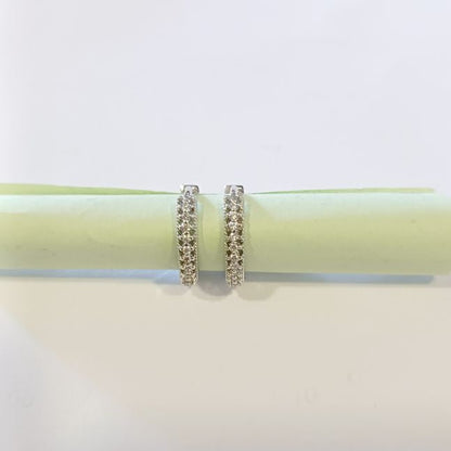 American Diamond Silver Thiya Hoop Earrings